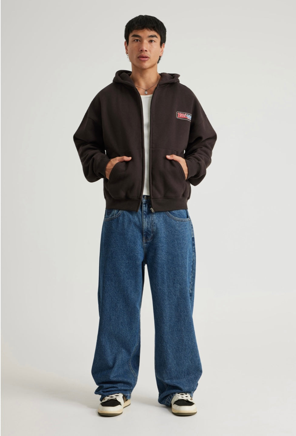 Half Half Zip Thru Hoodie