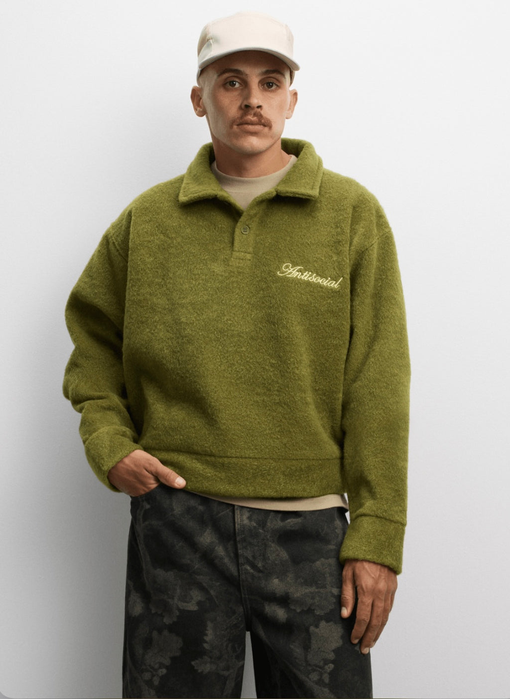 Green Teddy Fur Rugby Top